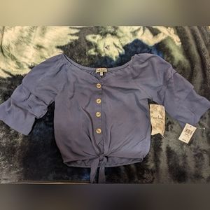 NWT denim blue blouse Small Juniors
